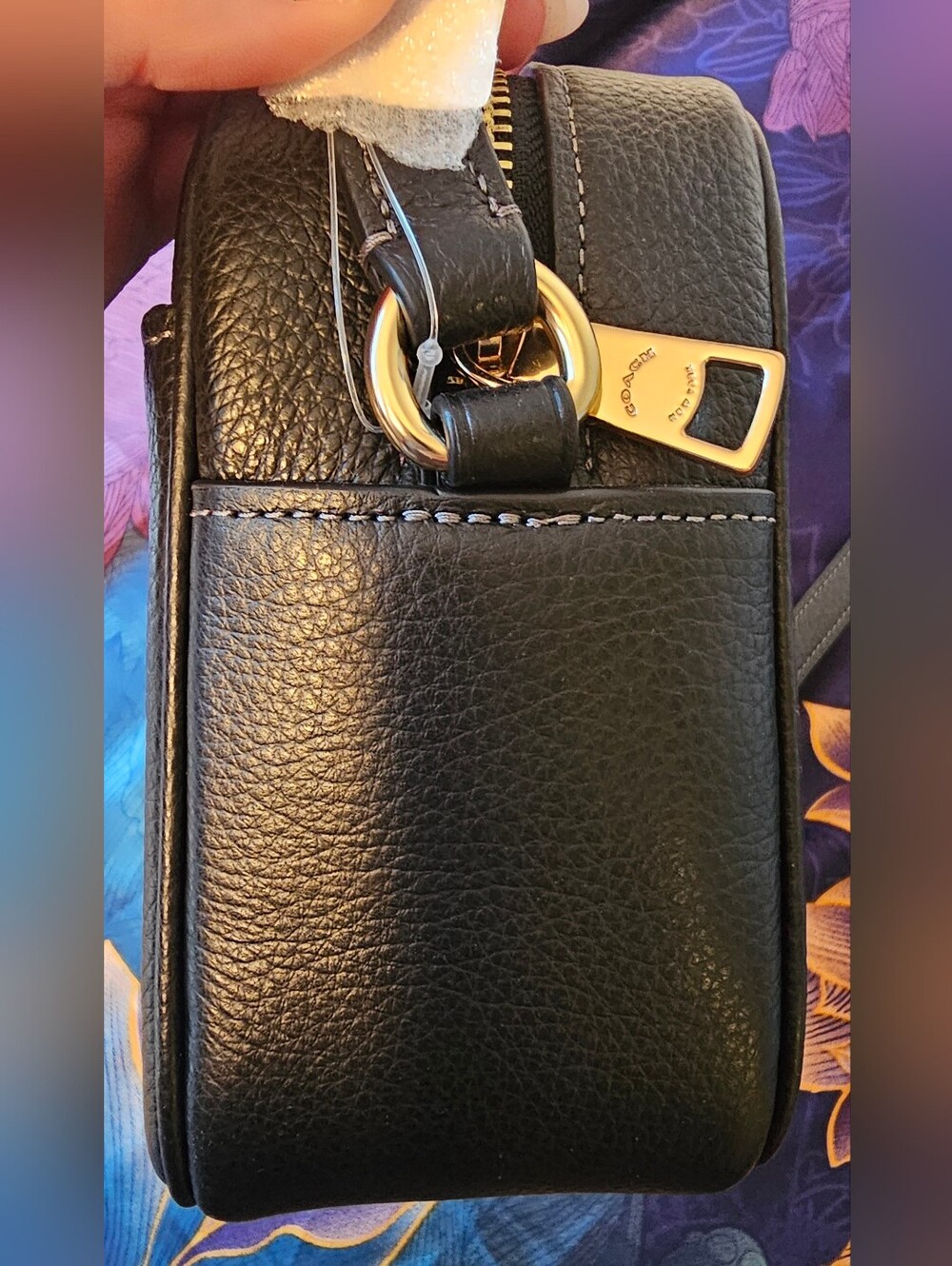 Large Coach Signature Jamie Camera Bag Pebbled Black Leather Crossbody NWT - Picture 7 of 8